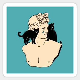 Greek God Black Cat in blue Magnet